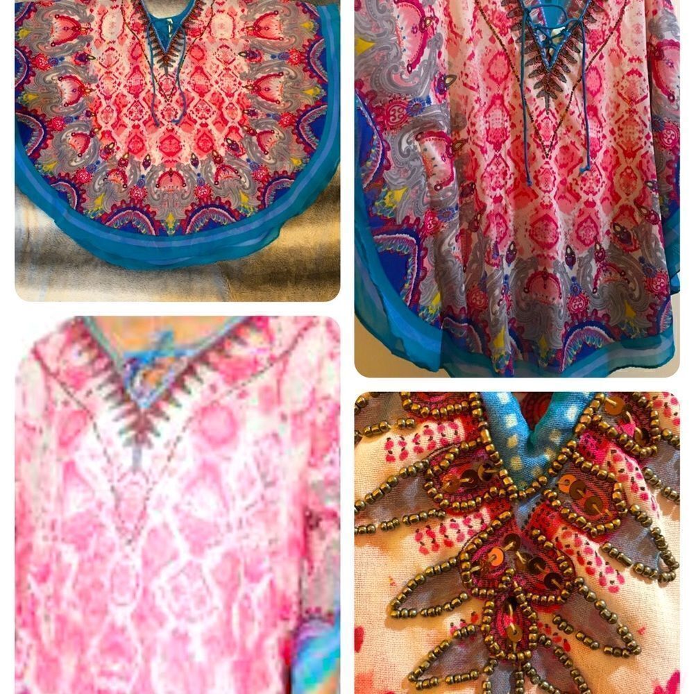 GORGEOUS SHEER JEWLED LACE UP V ROUND TOP‎ - Picture 10 of 10